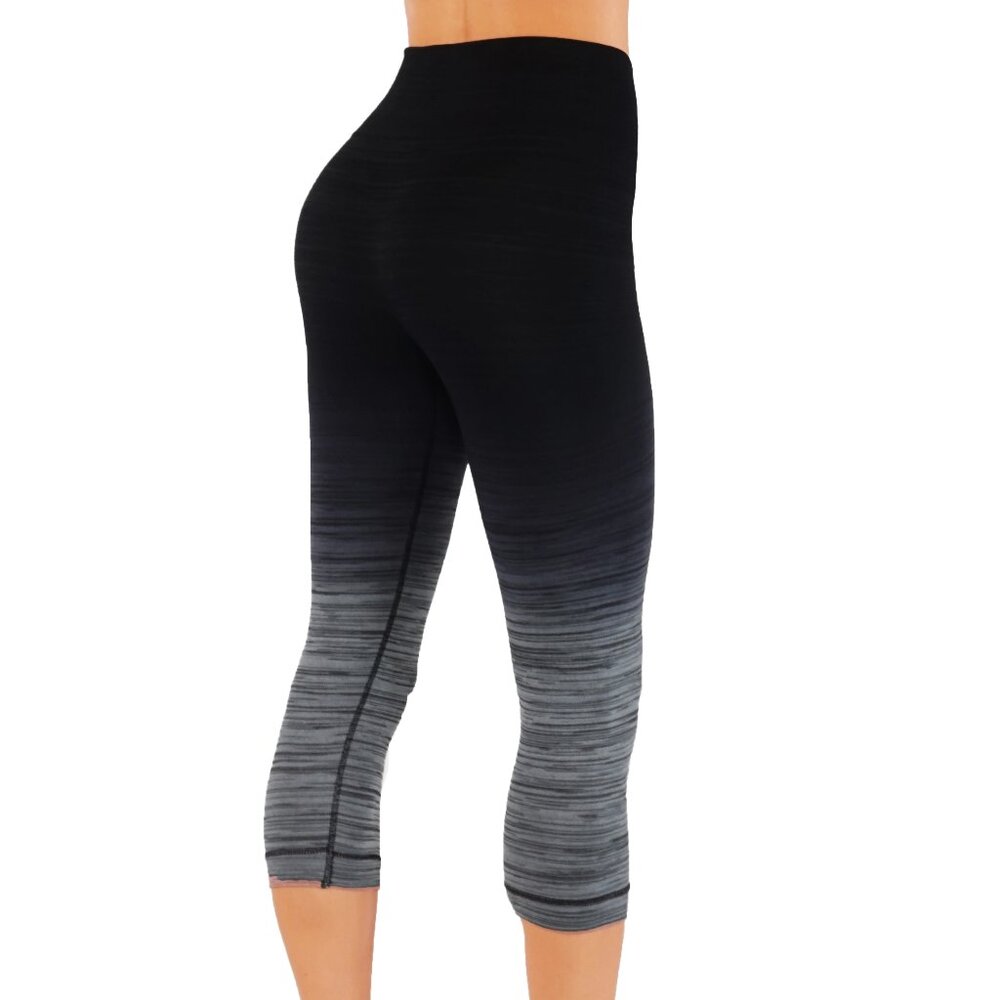 NEW Black and charcoal Capri ombré leggings compression high quality - Picture 6 of 7